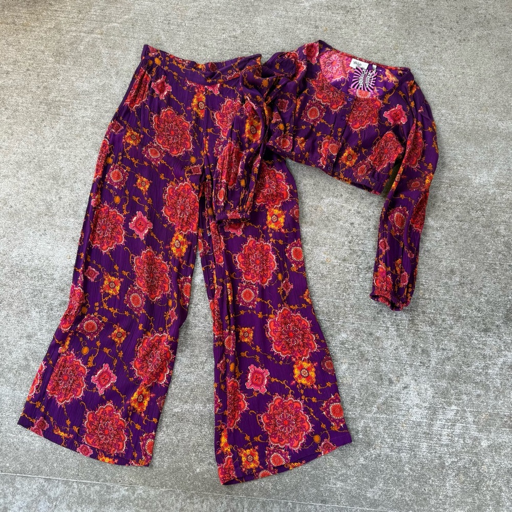 70s style pants top matching set